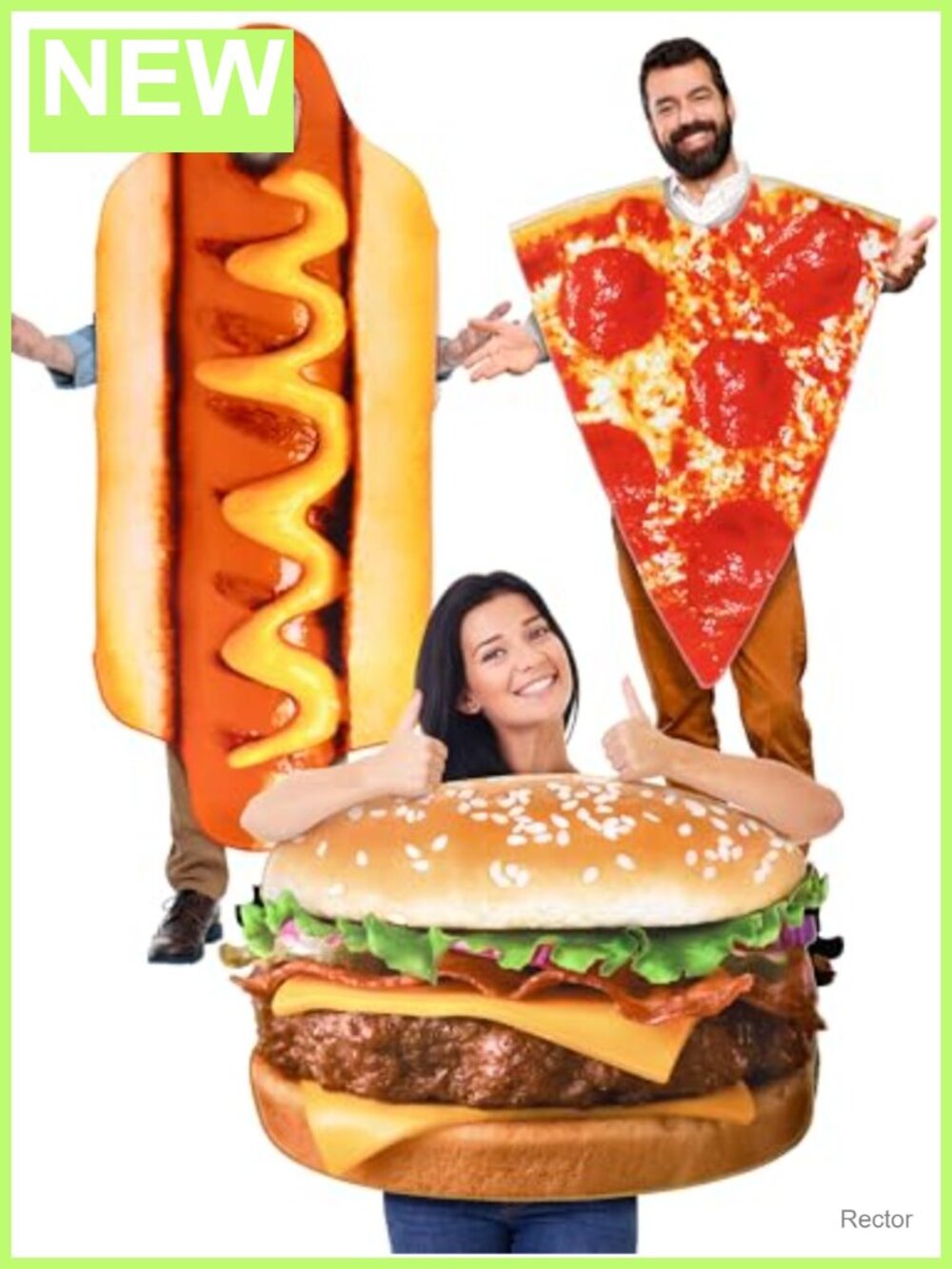 Fast Food Costume Set 3 Pcs Adult Hamburger Hot Dog Pizza Polyester